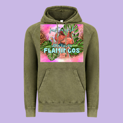 Just A Girl Who Loves Flamingo Vintage Hoodie Designed By Tumblerdesignbyshophia