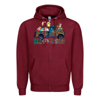 Burgundy Happy Easter truck Zipper Hoodie - CowhideDigitalArt