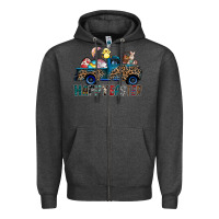 Charcoal Heather Happy Easter truck Zipper Hoodie - CowhideDigitalArt