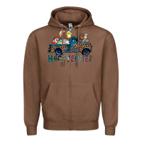 Chestnut Happy Easter truck Zipper Hoodie - CowhideDigitalArt