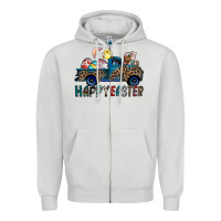 Dove Grey Happy Easter truck Zipper Hoodie - CowhideDigitalArt