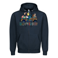 Navy Happy Easter truck Zipper Hoodie - CowhideDigitalArt