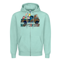 Seafoam Happy Easter truck Zipper Hoodie - CowhideDigitalArt