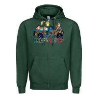 Sports Green Happy Easter truck Zipper Hoodie - CowhideDigitalArt