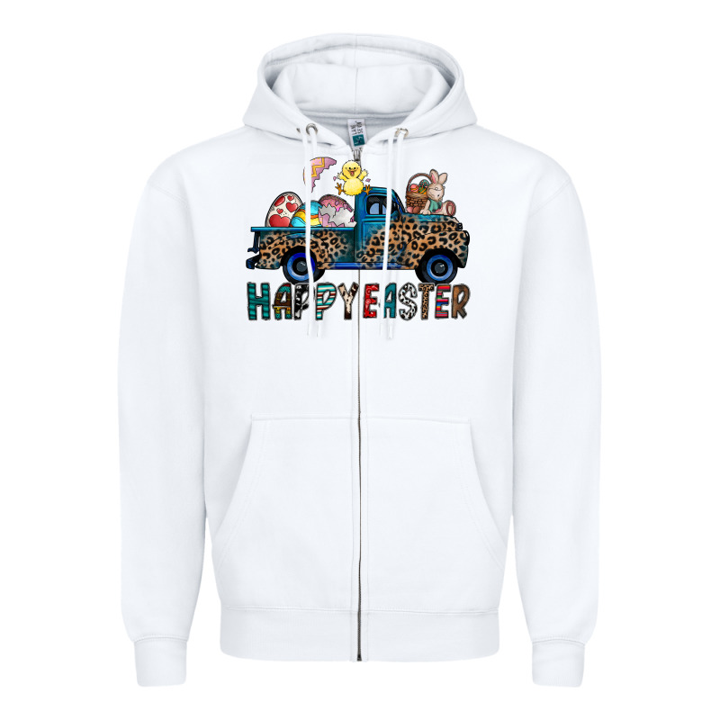 Happy Easter Truck Zipper Hoodie by CowhideDigitalArt | Teevron