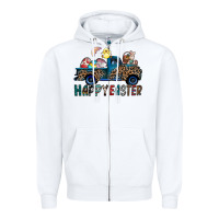 White Happy Easter truck Zipper Hoodie - CowhideDigitalArt