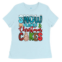 Baby Blue snow flakes and Christmas cakes Ladies Tee - Jasminsmagicworld