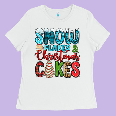 Snow Flakes And Christmas Cakes Ladies Tee Designed By Jasminsmagicworld