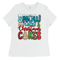 White snow flakes and Christmas cakes Ladies Tee - Jasminsmagicworld