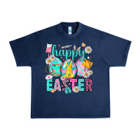 Navy Happy Easter Egg Nurse Urban Heavy Tee - HowdyJamesFarm