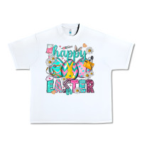 White Happy Easter Egg Nurse Urban Heavy Tee - HowdyJamesFarm