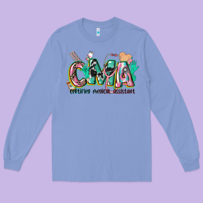 Certified Medical Assistant Long Sleeve Tee Designed By Cowgirlartshop