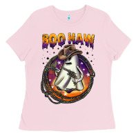 Bubblegum Pink boo haw Ladies Tee - BarkalooDesign