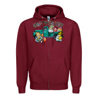 Burgundy Happy Easter truck Zipper Hoodie - CowhideDigitalArt