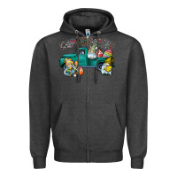 Charcoal Heather Happy Easter truck Zipper Hoodie - CowhideDigitalArt