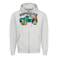 Dove Grey Happy Easter truck Zipper Hoodie - CowhideDigitalArt