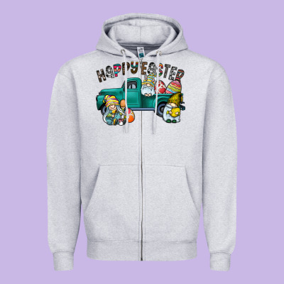 Happy Easter Truck Zipper Hoodie Designed By Cowhidedigitalart
