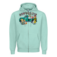 Seafoam Happy Easter truck Zipper Hoodie - CowhideDigitalArt
