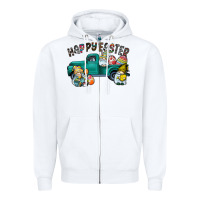 White Happy Easter truck Zipper Hoodie - CowhideDigitalArt