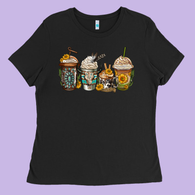 Bull Skull Western Coffee Cups Ladies Tee Designed By Jasminsmagicworld