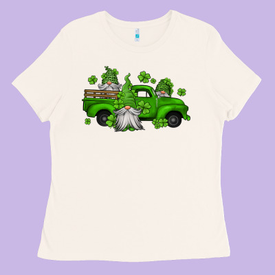 St Patrick's Gnomes Farm Truck Ladies Tee Designed By Jasminsmagicworld