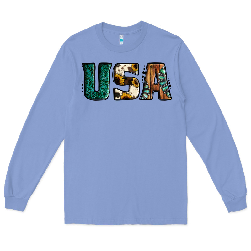 Usa Basic Bold Font Western Long Sleeve Tee by Jasminsmagicworld | Teevron
