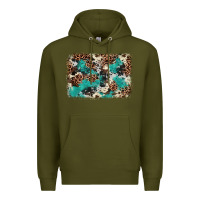 Army Green Cowhide Turquoise Glitter Premium Hoodie - FaDigitalArtStudio