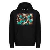 Black Cowhide Turquoise Glitter Premium Hoodie - FaDigitalArtStudio