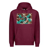 Burgundy Cowhide Turquoise Glitter Premium Hoodie - FaDigitalArtStudio