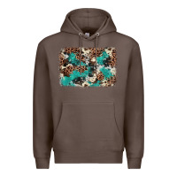 Coffee Cowhide Turquoise Glitter Premium Hoodie - FaDigitalArtStudio