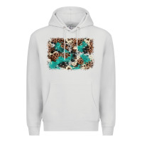 Dove Grey Cowhide Turquoise Glitter Premium Hoodie - FaDigitalArtStudio