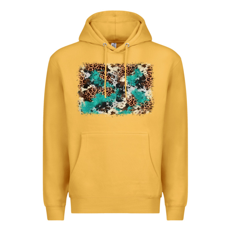 Cowhide Turquoise Glitter Premium Hoodie by FaDigitalArtStudio | Teevron