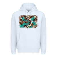 White Cowhide Turquoise Glitter Premium Hoodie - FaDigitalArtStudio