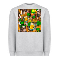 St. Patrick's Day Pig With Beer And Shamrock Seamless Heavyweight Sweatshirt | Teevron