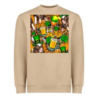 Mushroom St. Patrick's Day Pig With Beer And Shamrock Seamless Heavyweight Sweatshirt - FaDigitalArtStudio