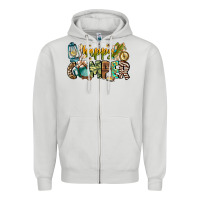 Dove Grey happy camper Zipper Hoodie - CowhideDigitalArt