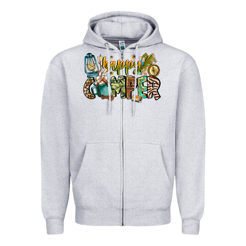 Happy Camper Zipper Hoodie by CowhideDigitalArt | Teevron