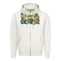 Oatmeal Heather happy camper Zipper Hoodie - CowhideDigitalArt