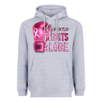 Heather Grey Breast cancer no one fights alone boxing Heavyweight Hoodie - Artiststas