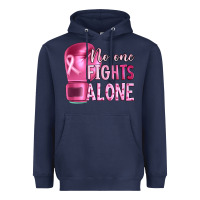 Navy Breast cancer no one fights alone boxing Heavyweight Hoodie - Artiststas