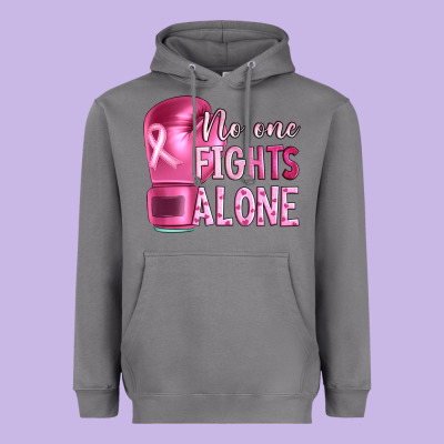 Breast Cancer No One Fights Alone Boxing Heavyweight Hoodie Designed By Artiststas