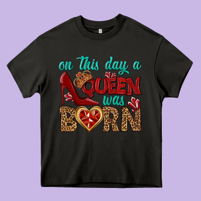 On This Day A Queen Was Born Heavy Core Tee Designed By Bundleandbundleshop