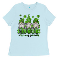 Baby Blue shenanigans with my gnomies st patricks day gnomes Ladies Tee - Jasminsmagicworld
