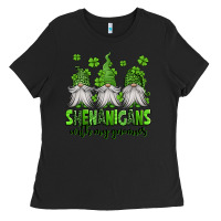 Black shenanigans with my gnomies st patricks day gnomes Ladies Tee - Jasminsmagicworld