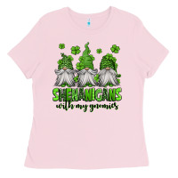 Bubblegum Pink shenanigans with my gnomies st patricks day gnomes Ladies Tee - Jasminsmagicworld