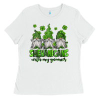 White shenanigans with my gnomies st patricks day gnomes Ladies Tee - Jasminsmagicworld