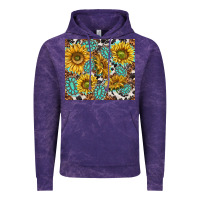 Cloud Purple turquoise sunflowers with gemstones Vintage Hoodie - TumblerDesignByShophia
