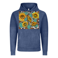 Turquoise Sunflowers With Gemstones Vintage Hoodie | Teevron