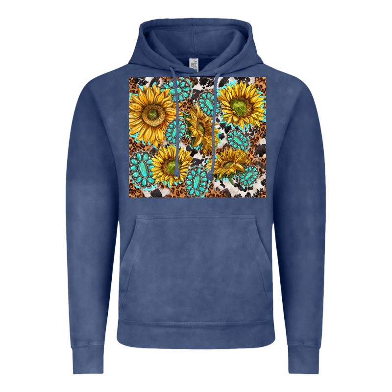 Turquoise Sunflowers With Gemstones Vintage Hoodie by TumblerDesignByShophia | Teevron