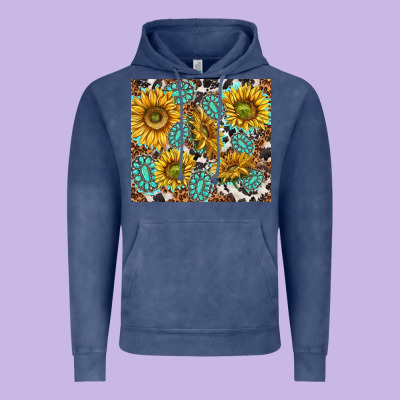 Turquoise Sunflowers With Gemstones Vintage Hoodie Designed By Tumblerdesignbyshophia